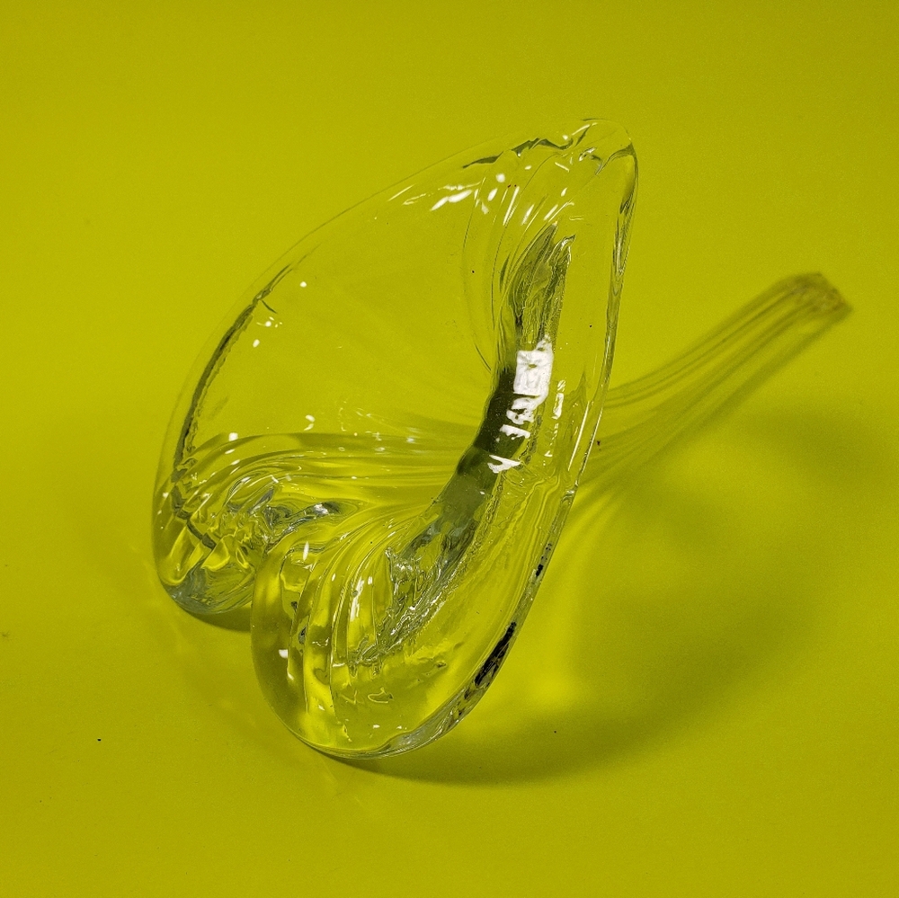 Clear Glass Leaf Sculpture - Display, Or For Cut Flowers - Glass Calla Lilly